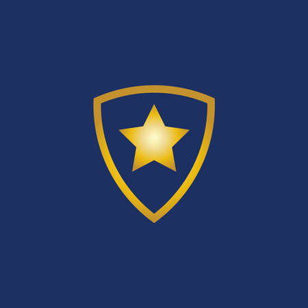 Gold Shield for logo design template in navy blue Backgroundのイラスト素材
