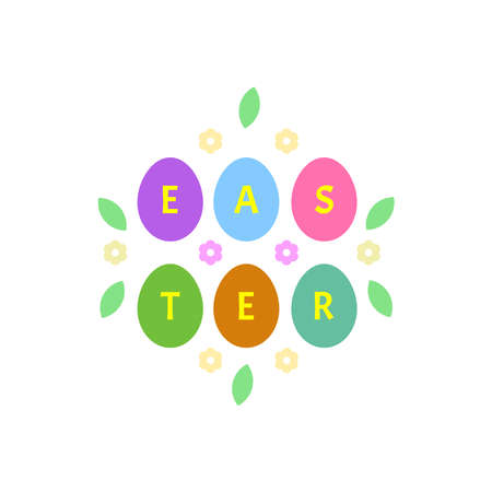 Greeting inscription with the Easter bunny and Easter eggs. Wishing You a Happy Easter . vector illustrationのイラスト素材
