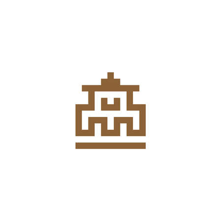Illustration of castle,palace or temple with u letter for logo design in vector illustrationのイラスト素材