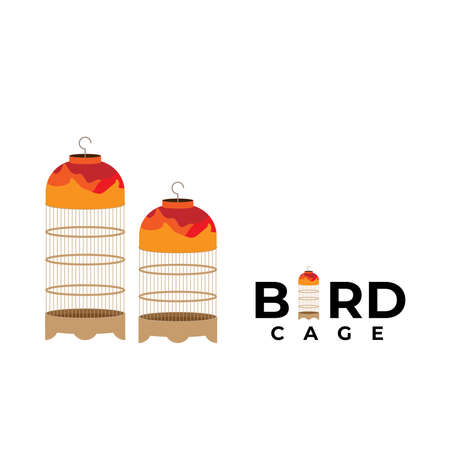 logo design with bird cage icon for pet shop or any business. vector fileのイラスト素材