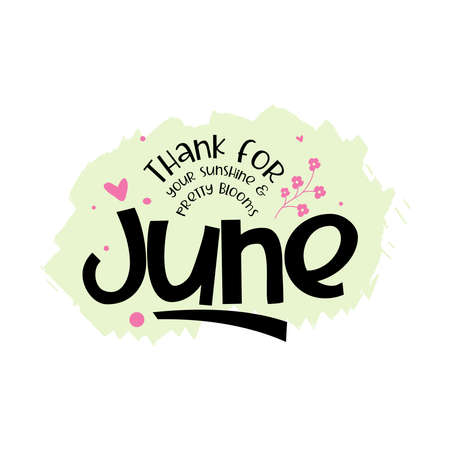 typography of Welcome June text message for congratulation or greeting card, Poster, advertising, banner, and any design. vector illustrationのイラスト素材