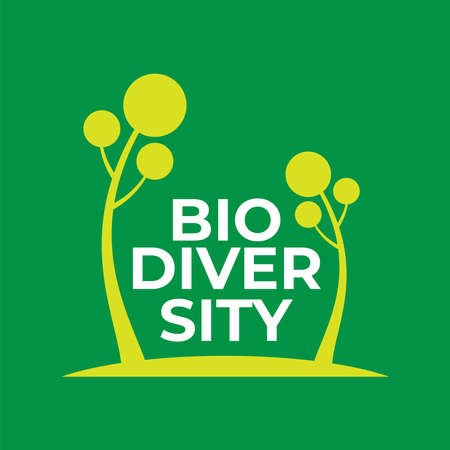 BIODIVERSITY poster design in square composition with green color for environment day event . june 5th 2020のイラスト素材