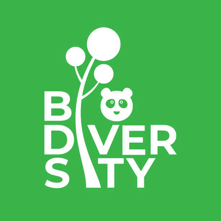 BIODIVERSITY poster design in square composition with green color for environment day event . june 5th 2020のイラスト素材