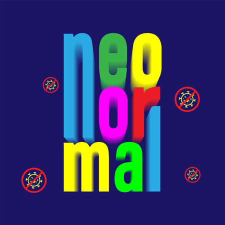 New normal lifestye concept. After the Coronavirus or Covid-19 causing the way of life of humans to change to new normal. . New normal campaign in typography illustration.のイラスト素材