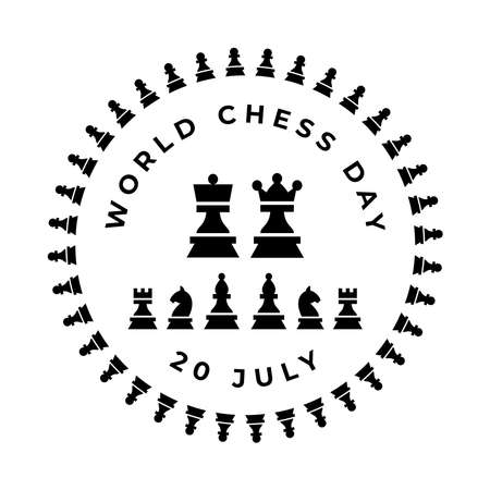 Vector illustration about chess tournament, match, game. Use as advertising, invitation, banner, poster. International Chess Day.のイラスト素材