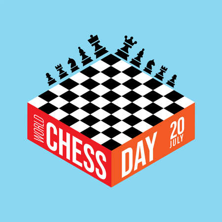 Vector illustration about chess tournament, match, game. Use as advertising, invitation, banner, poster. International Chess Day.のイラスト素材