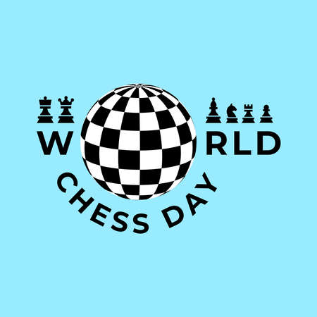 Vector illustration about chess tournament, match, game. Use as advertising, invitation, banner, poster. International Chess Day.のイラスト素材