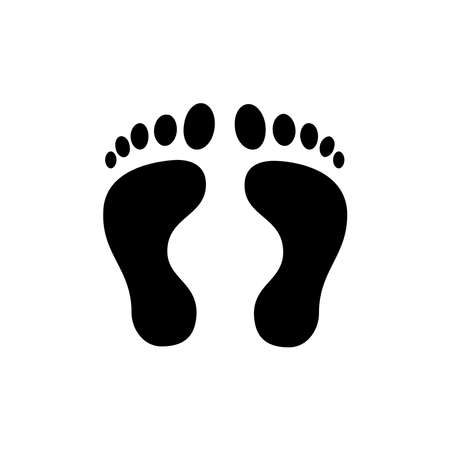 floor sticker sign with foot print for practicing social distancing, foot shape on floor. Signage for customer information.のイラスト素材