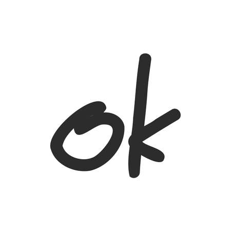 ok text hand drawn doodle style. vector Illustration about correct.のイラスト素材
