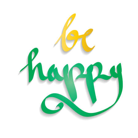 doodle about Be Happy Handwritten Calligraphy Vector Illustration, Black Brushpen Letteringのイラスト素材