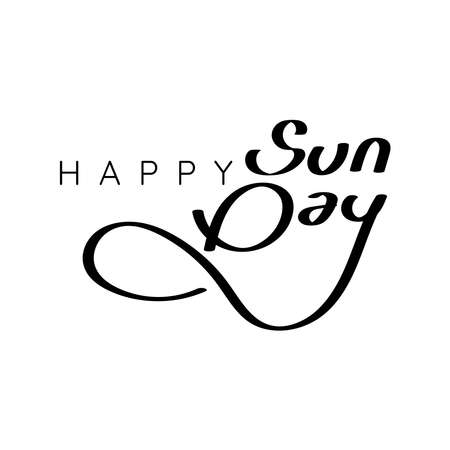 Happy Sunday hand drawn lettering. Modern brush calligraphy design for card, poster, social media post, photo overlay. Vector illustration.のイラスト素材