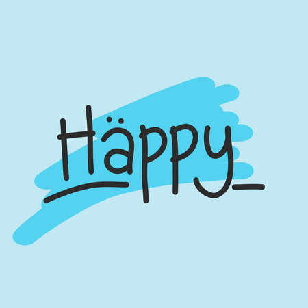 Happy hand drawn text. doodle illustration about happy textのイラスト素材