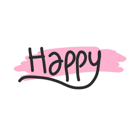 Happy hand drawn text. doodle illustration about happy textのイラスト素材