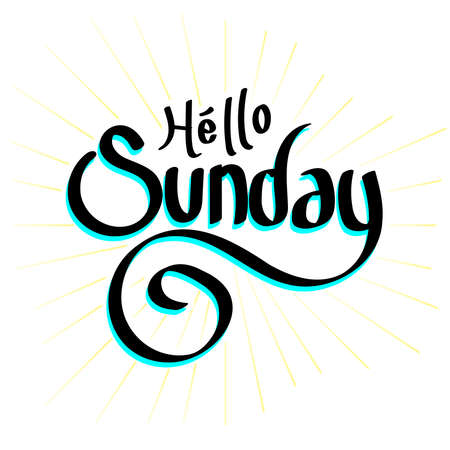 Happy Sunday hand drawn lettering. Modern brush calligraphy design for card, poster, social media post, photo overlay. Vector illustration.のイラスト素材