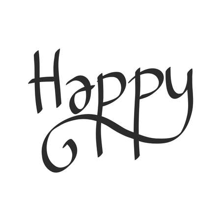 Happy hand drawn text. doodle illustration about happy textのイラスト素材