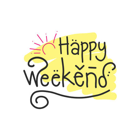 Happy Sunday hand drawn lettering. Modern brush calligraphy design for card, poster, social media post, photo overlay. Vector illustration.のイラスト素材