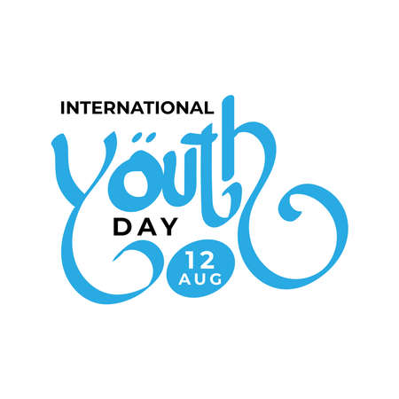 Design for celebrating International youth day event. August 12. Campaign vector illustration with youth engagement for global action themeのイラスト素材