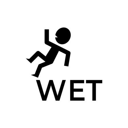 Wet Floor sign, slippery floor icon with falling man in modern rounded style. Isolated vector illustration.のイラスト素材