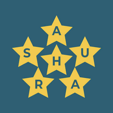 Design about ashura, the tenth day of Muharram, the first month in the Islamic calendar. Vector typographyのイラスト素材