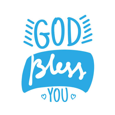 Printable God Bless You. Short Phrase. Hand Lettering Brush Calligraphy For blog and social media. Motivation and Inspiration Quotes. Design For Greeting Cards, Prints,のイラスト素材