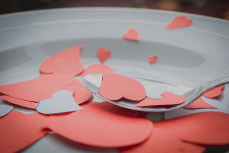 broken heart illustration with eating the heart love shape paper concept. a concept for mental healthの写真素材