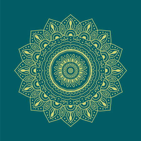 Mandala colorful vintage art, ancient Indian vedic background design, old painting texture with multiple mathematical shape. Sacred symbolのイラスト素材