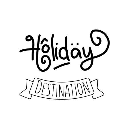 Happy holidays.Beautiful greeting card scratched calligraphy black text word gold stars. Hand drawn invitation, promotion design. Handwritten modern brush lettering white background isolated vectorのイラスト素材