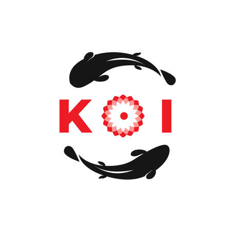 Japanese Koi  Template. Koi Fishes  . Luck, prosperity and good fortune. Animal, asian. This  perfectly used for any fishing or aquarium related businesses.のイラスト素材