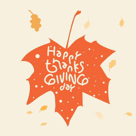 Happy thanksgiving day background with lettering and illustrations. Thanksgiving greeting cards and invitations. Vector illustration.のイラスト素材
