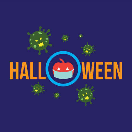 Design for celebrating Halloween Holiday with stay safe concept because Many traditional Halloween activities can be high-risk for spreading viruses, vector illustration.のイラスト素材