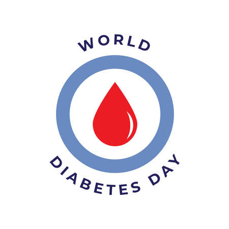 World diabetes day awareness design with blue circle color and red blood icon for poster, website, or any design. vector illustrationのイラスト素材