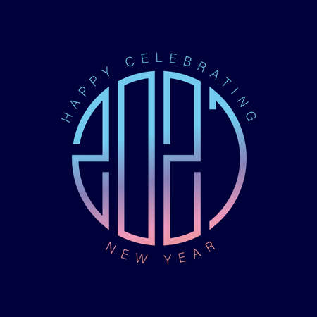 2021 Happy New Year logo text design for greeting card, calendar or any design. 2021 number design template. modern and futuristic 2021 happy new year symbols. Vector illustrationのイラスト素材