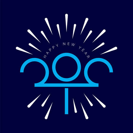 2021 Happy New Year logo text design for greeting card, calendar or any design. 2021 number design template. modern and futuristic 2021 happy new year symbols. Vector illustrationのイラスト素材