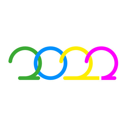 Happy New Year 2022 logo text design. Cover of business diary for 2022 with wishes. Brochure design template, card, banner. Vector illustration..のイラスト素材