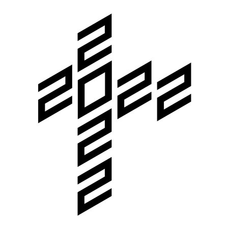 Happy New Year 2022 logo text design. Cover of business diary for 2022 with wishes. Brochure design template, card, banner. Vector illustration..のイラスト素材