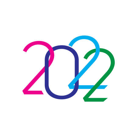 2022 Happy New Year logo text design for greeting card, calendar or any design. 2022 number design template. modern and futuristic 2022 happy new year symbols.のイラスト素材