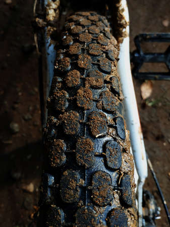 back tubeless puncture resistant tire closeup - enduro downhill mtbの写真素材