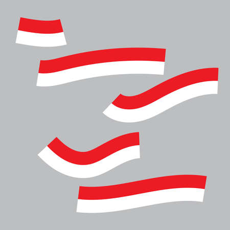 Vector red color Flat design, Illustration of flag for banner. 17th August Indonesia Independence Day concept.,のイラスト素材