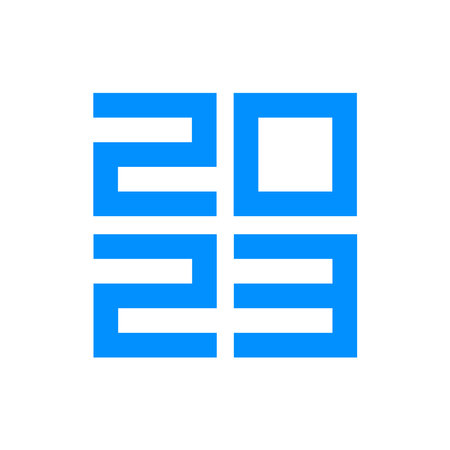 Happy New Year 2023 text design. for Brochure design template, card, banner. Vector illustration. Isolated on white background.のイラスト素材