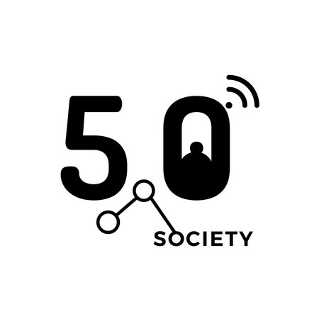 Society 5.0 icon. Human-centered association. Sustainable, inclusive system.Isolated vector...