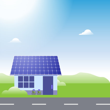 design about solar panel energy illustration, renewable energy resourcesのイラスト素材