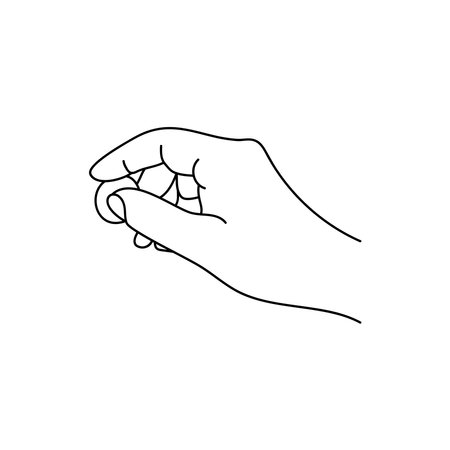 Line art of human hands, signs and gestures isolated vector illustrations on a white backgroundのイラスト素材