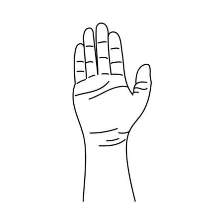 Line art of human hands, signs and gestures isolated vector illustrations on a white backgroundのイラスト素材