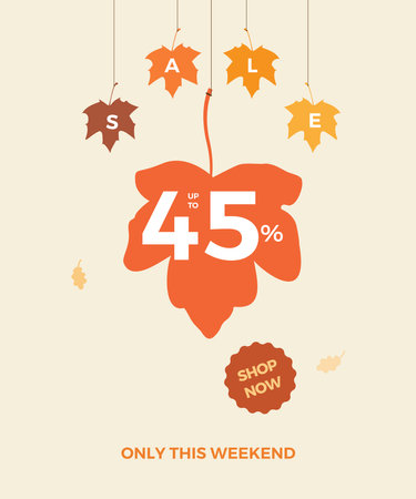 Autumn sale background layout decorate with leaves for shopping sale or promo poster and leaflet or web banner.Vector illustration template.のイラスト素材