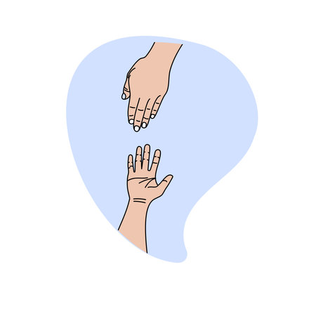 illustration of human hand for charity or any design , signs and gestures isolated vector on a white...