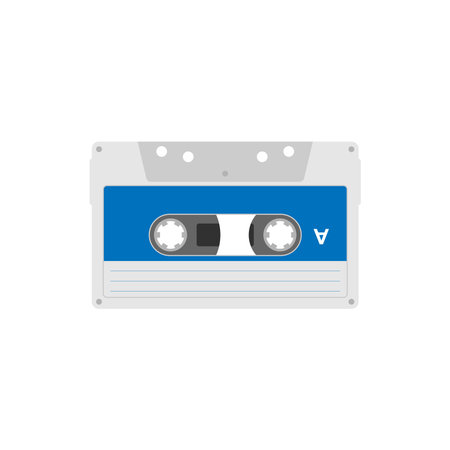 Audio cassette tape isolated vector old music retro player. Retro music audio cassetteのイラスト素材
