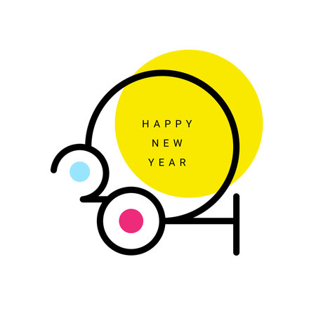 2024 typography logo design concept. Happy new year 2024 logo designのイラスト素材