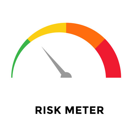 Risk management and Risk Assessment level data in speed meter of a fuel meter with green and red color Risk meter for managementのイラスト素材