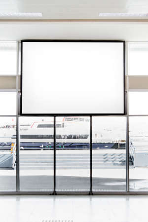 Billboard in front of passenger ferryの写真素材