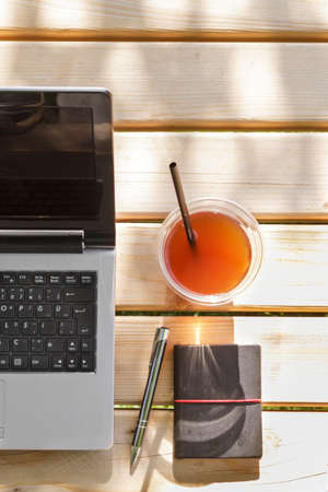 Laptop in outdoorの写真素材